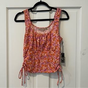 NWT FLORAL CROPPED RUCHED TANK TOP